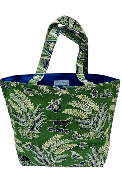 China Seas Medium Tote: Malay Batik - Green