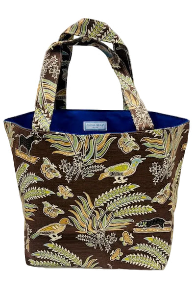 Quadrille Medium Tote: Malay Batik - Brown Multi