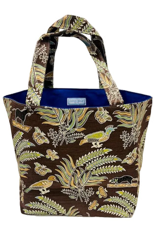 Quadrille Medium Tote: Malay Batik - Brown Multi