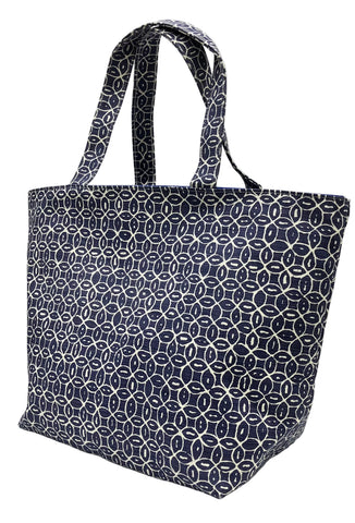 China Seas Medium Tote: Melong Batik Reverse - Navy Blue